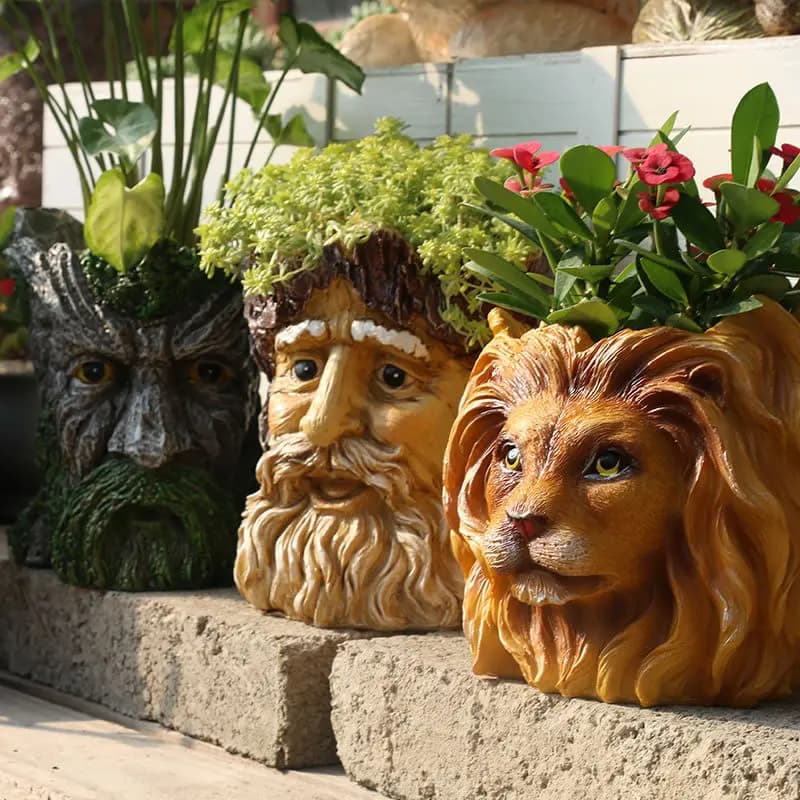 3D testa di animale vaso figura di cartone animato fioriera vaso carino succulente Bonsai vasi da fiori in resina giardino casa Cachepot per fiori