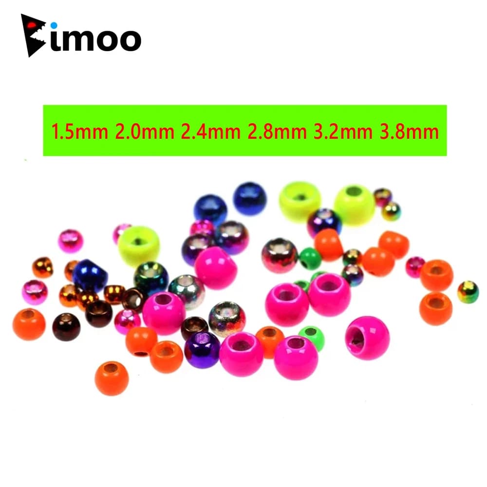 Bimoo 20PCS 1.5mm-3.8mm Perlina di ottone Fly Tying Materiale per lavello veloce Beadhead Ninfi Mosche bagnate Streamer Trota Esche da pesca Esche
