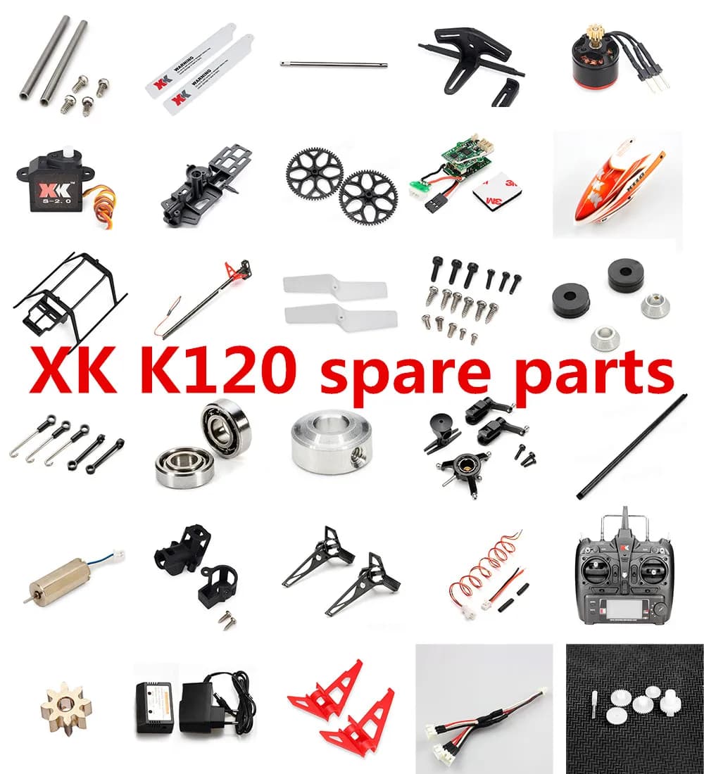 Wltoys XK K120 RC Elicottero pezzi di ricambio lama Ricevitore motore servo di atterraggio del rotore di coda clip di Collegamento asta caricatore ecc