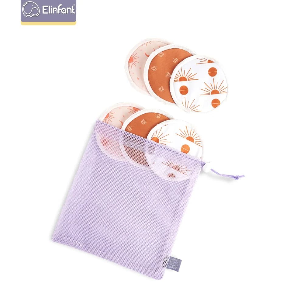 Elinfant Waterproof 10cm Bamboo Nursing Al Seno Pad Reusable Mummy Bearings Puerpere 6pcs Set with Laundry Bag