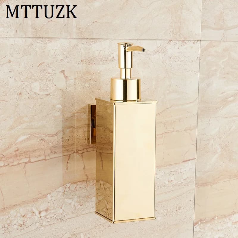 MTTUZK golden square Stainless steel soap dispenser wall-mounted hand Liquid Soap Dispenser for hotel bathroom kitchen