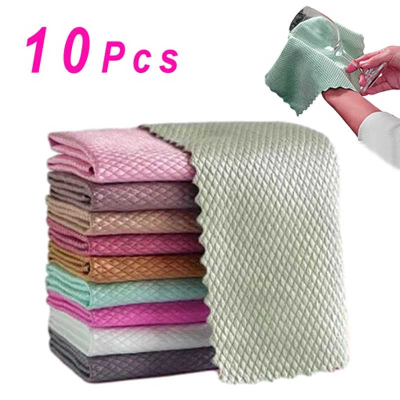 Efficiente asciugamano per la pulizia del vetro Panno per la pulizia dello specchio Asciugamani da cucina assorbenti 25x25 cm Tovagliolo per il lavaggio dei piatti in vetro Straccio per pulire