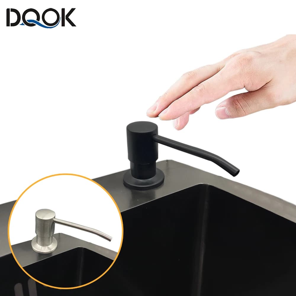 Dispenser di sapone per lavello da cucina Dispenser in ABS nero Dispenser di lozioni di sapone liquido detergente in acciaio inossidabile