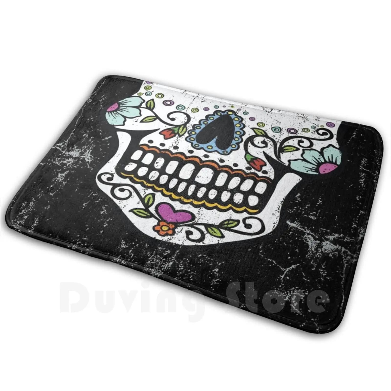 Calavera-Teschio messicano Tappeto Tappetino Tappeto Cuscino Morbido Scheletro Dia De Los Muertos Teschio messicano Halloween Crossbones
