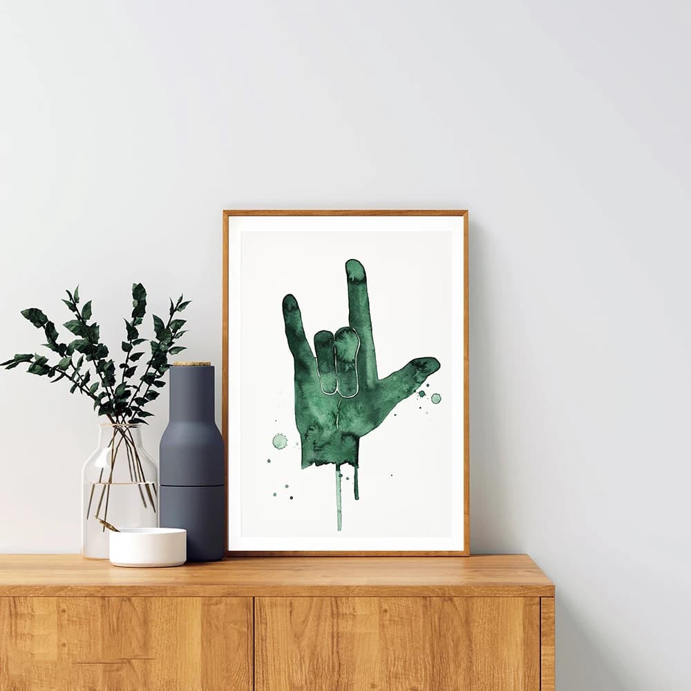 Boho Retro Scissor Mano Acquerello Arte Amore Segno Tela Pittura murale Stampa Camera dei bambini Poster Ufficio Decor Home Decor