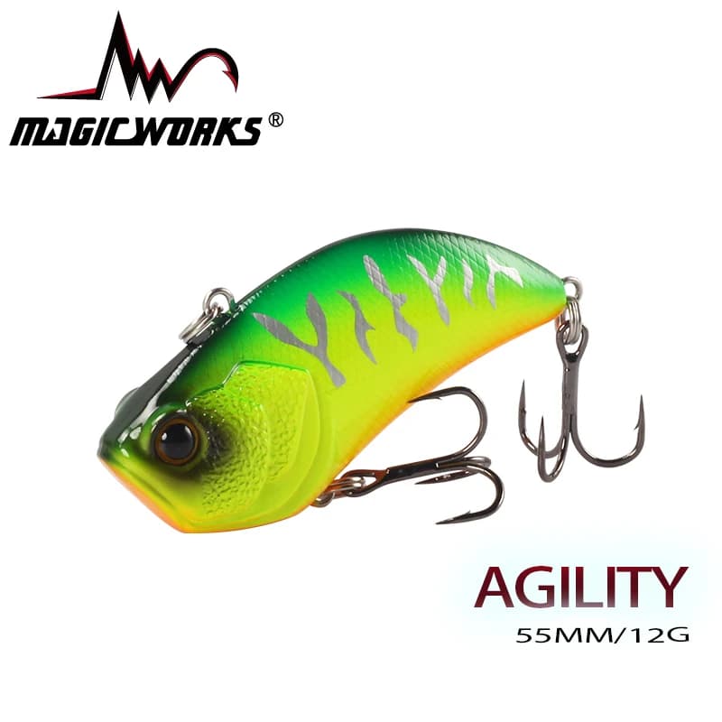 MAGIC WORKS Micro Jig VIB Esca dura Affondamento Vibrazione 55mm/12g Richiamo di pesca Crankbait Wobblers artificiali per luccio