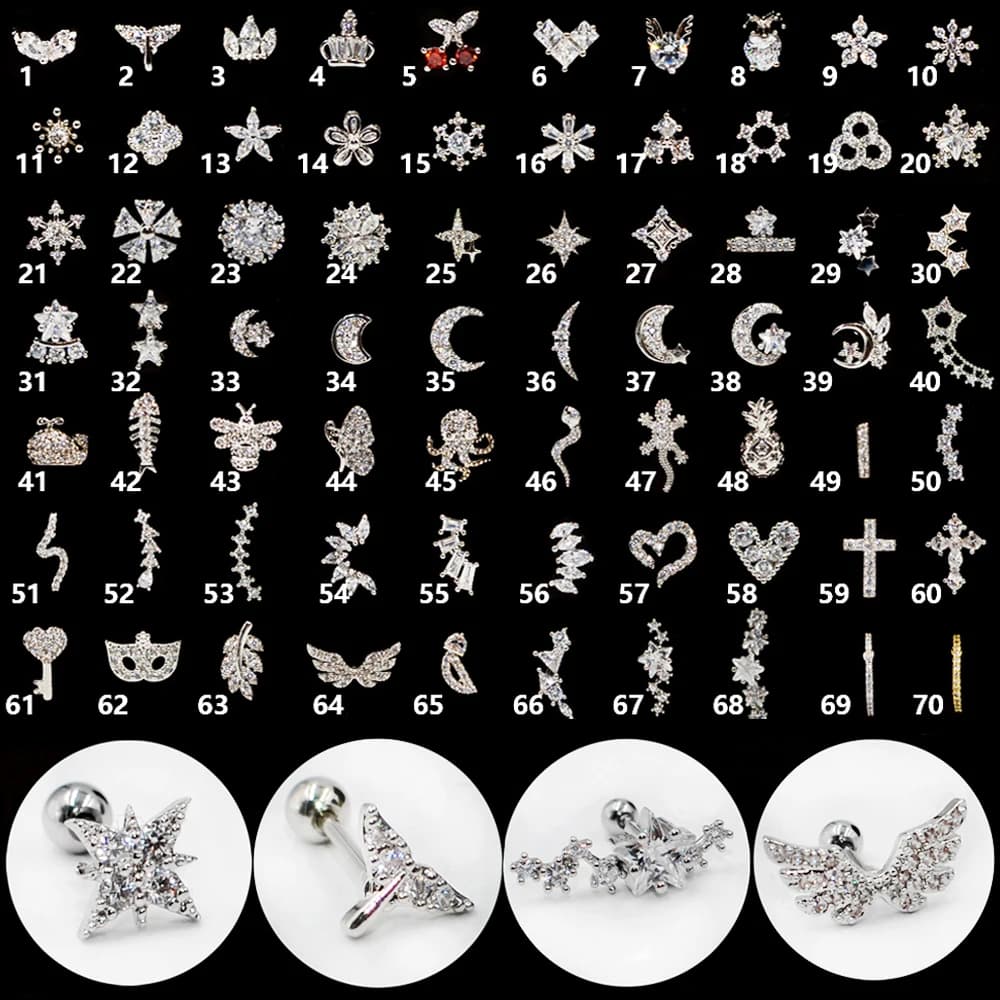 1PC acciaio inox Zircone Orecchio Trago Cartilagine Della Vite Prigioniera Helix Rook Conchiglia Vite Torna Orecchino 20g In Acciaio Inox Orecchio Del Corpo monili penetranti
