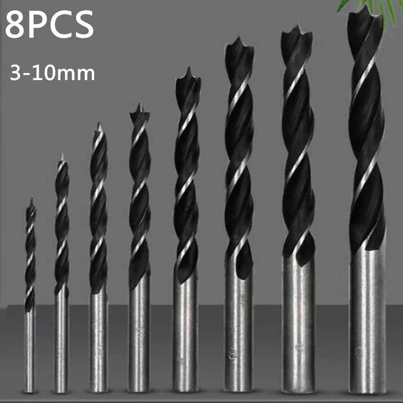 8 pz/set di legno Drill Bit Set 3MM-10MM Drill Bit s Kit per la lavorazione del legno strumenti spirale Drill Bit acciaio ad alto tenore di carbonio