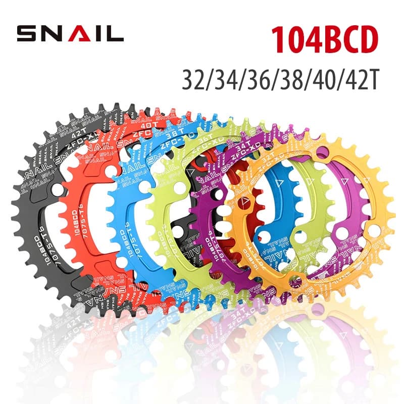 Corona di lumaca 104BCD Road MTB Mountain Bike singolo tondo stretto anello a catena larga ruota dentata 32T 34T 36T 38T 40T 42T