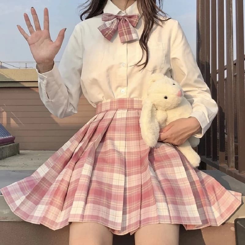 ZOKI Plaid donna gonna A pieghe fiocco nodo estate vita alta Preppy ragazze danza minigonna carino una linea Harajuku Sexy giappone Faldas