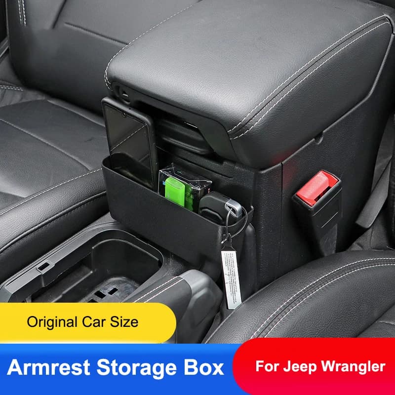 QHCP Auto Console Centrale Bracciolo Scatola di Immagazzinaggio Bracciolo Organizzatore Barile Caso Stivaggio Riordino Per Jeep Wrangler JL JT 18-24 JK 11-17