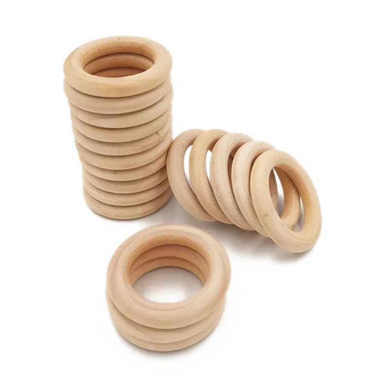20 pz 30mm 1.18 "Perline di Dentizione in Legno Naturale Anello di Legno per Massaggiagengive Gioielli in Legno Fai da Te Creazione di Artigianato