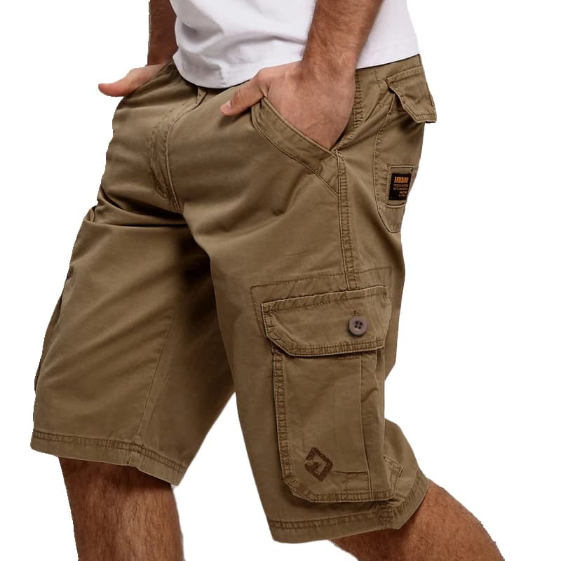 Pantaloncini cargo da uomo Pantaloncini casual Tasche alla moda Tinta unita Verde militare Pantaloncini da lavoro larghi maschili Taglie forti (Senza cintura)