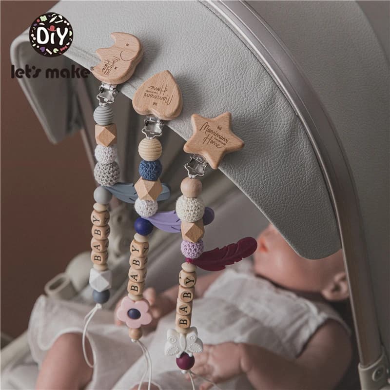 Let's Make Pacifier Clip Handmade Pacifier Holder Chain Teething Silicone Chains Holder Baby Teether Dummy Clip Chain Baby 2020