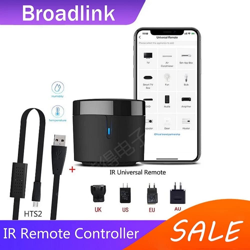 Broadlink RM4mini + HTS2 EU/UK/US/AU PLUG IR remote control Air/TV set-top box temperature humidity sensor with Alexa Google
