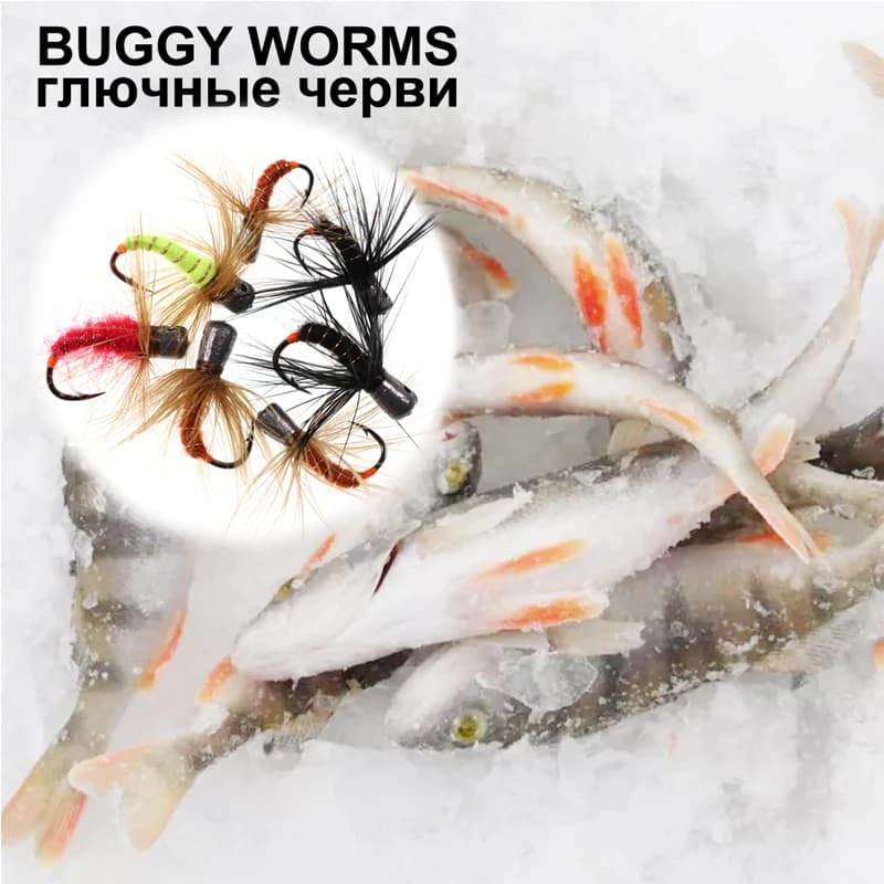 Bimoo 6 pezzi # 6 # 8 # 10 # 12 Affondamento rapido Jig Hook Ninfa Verme Mosca 0.3g 0.5g 0.7g 1g Jig Head Trota Bluegill Esche Esche da pesca sul ghiaccio