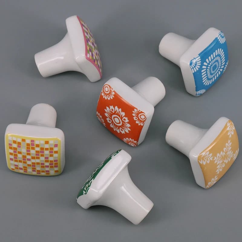 1x Maniglia per mobile in ceramica, pomello per cassetto in porcellana, maniglia per porta dell'armadio con vite