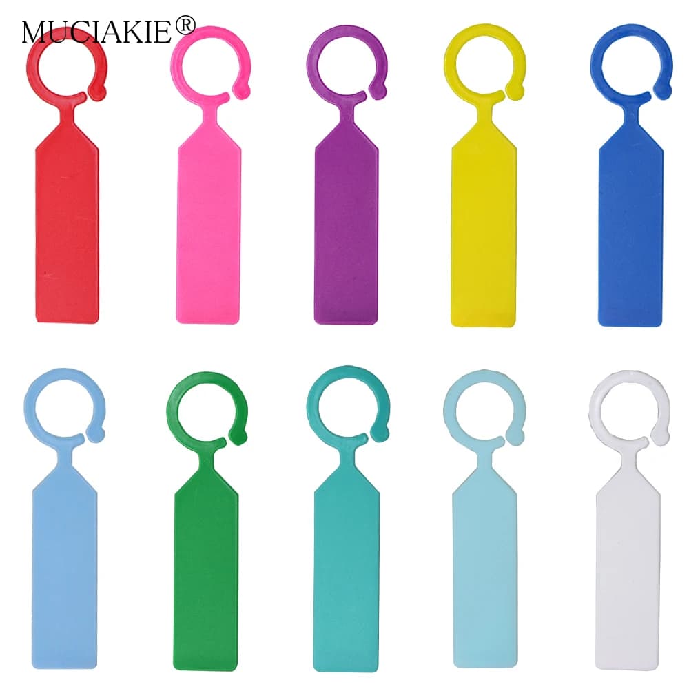 MUCIAKIE 50PCS anello etichette in plastica appese marcatori per piante da giardino riutilizzabili impermeabili gancio spesso etichette per alberi strumento di decorazione