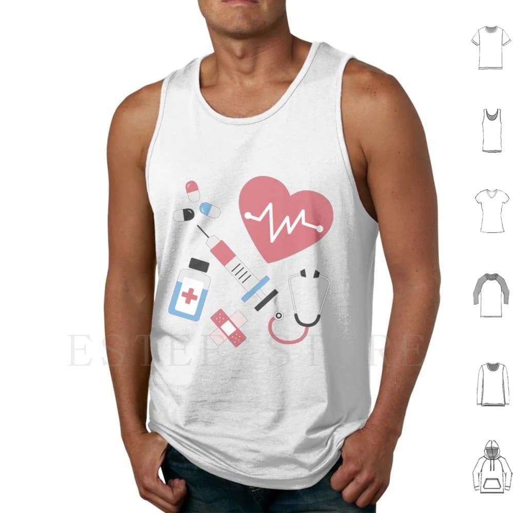 Canottiere con design medicinale, gilet, medicina, infermiera, ago, salute