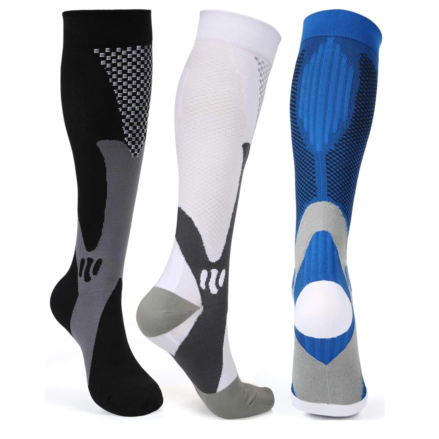 3 paia di calzini a compressione donna uomo calze infermieristiche mediche 20-30 mmHg calzini sportivi maratona ciclismo vene varicose corsa