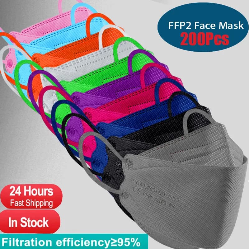 10-200 pezzi FFP2 CE KN95 Maschere per il viso approvate mascarillas Maschera per la bocca riutilizzabile sicura sanitaria 5 strati Maschera non tessuta kn95 fpp2 ce
