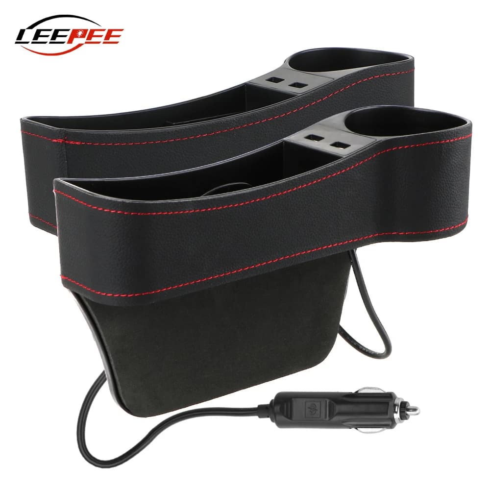 Custodia universale per auto Scatola Gap per sedile con caricabatterie USB Adattatore 3.0 Supporto per telefono Portabicchieri Organizzatore Accessori auto Interni