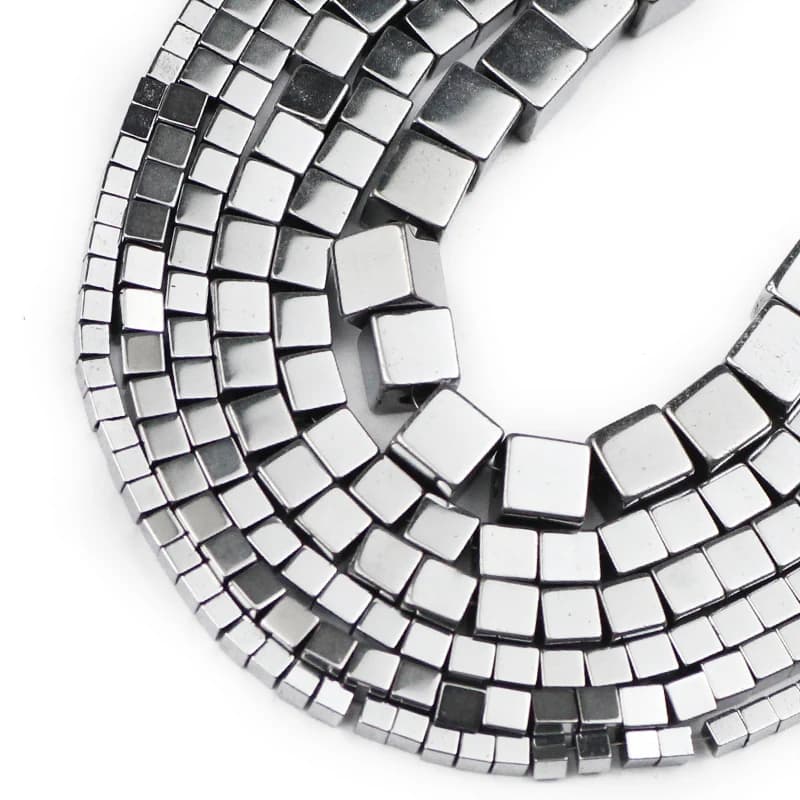 2/3/4/6mm Square Cube Silver Plated Hematite Spacer Loose Natural Stone Beads For Jewelry Making Diy Bracelet Necklace Findings