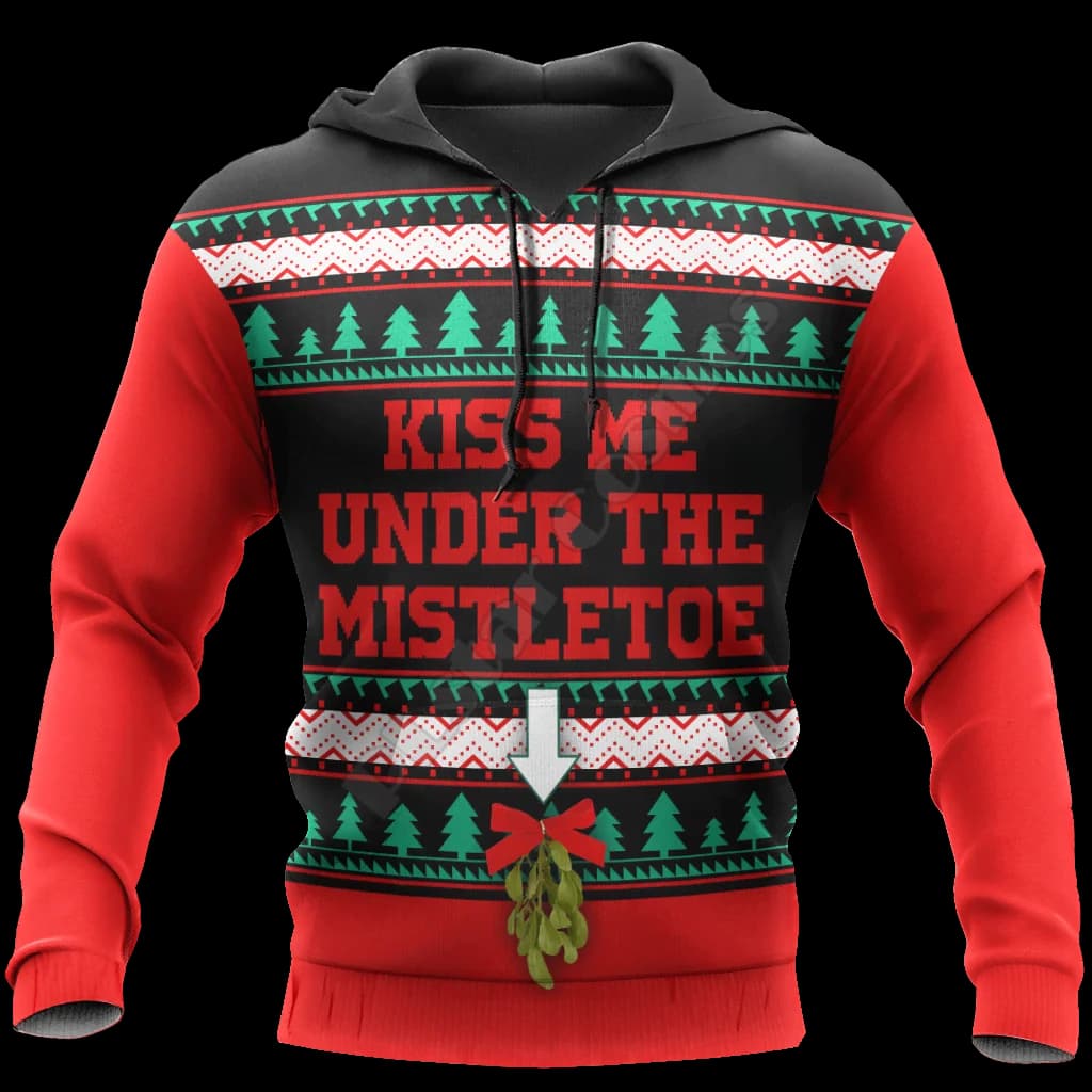 Kiss Me Under The Mistletoe 3D Printed donna uomo maglione di natale felpe con cappuccio divertenti/felpa/giacca costumi Cosplay