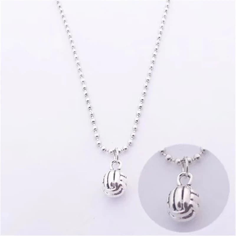 Fashion Volleyball Pendant Silver Color Necklace for Girls, Sport Jewelry, Cheerleaders Of the World, School Gifts, Birthday Gifts,