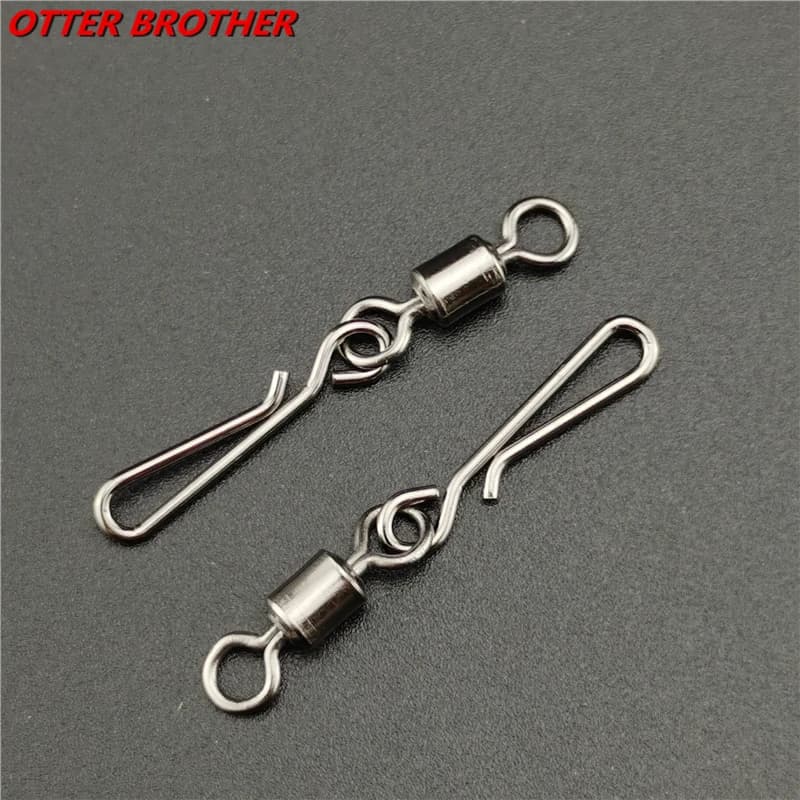 20 pezzi/lotto 2 # -10 # Girelle da pesca Connettore Interblocco Pin Girevole a scatto per amo da pesca con esca Accessori per la pesca alla carpa