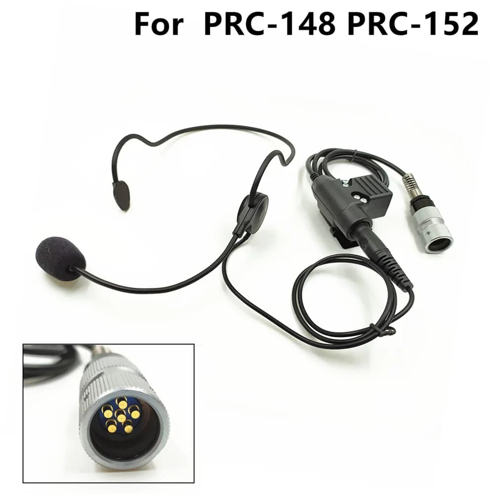 Cuffie FengRuiTong per walkie-talkie TRI TCA /AN PRC-148 PRC-152 prc624, cuffie tattiche montate sulla testa PTT a 6 pin