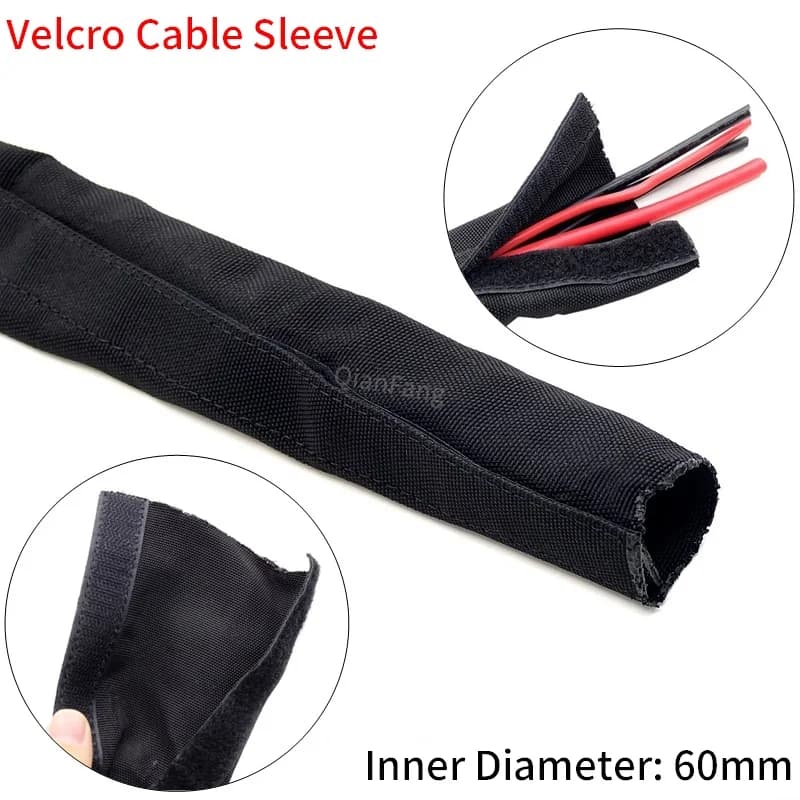 Manicotto per cavo 60mm con nastro in Velcro PET intrecciato cavo per Computer calzino organizzatore imbracatura in Nylon gestione guaina protezione dell'involucro del filo