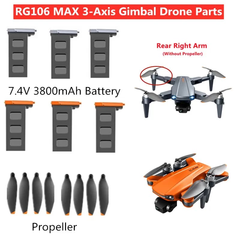 Batteria RG106 MAX 7.4V 3800mAh per Drone RC RG106 MAX, Ricambi e Accessori per Drone RG106, Batteria per Drone RG106, Eliche e Ricambi Giocattolo