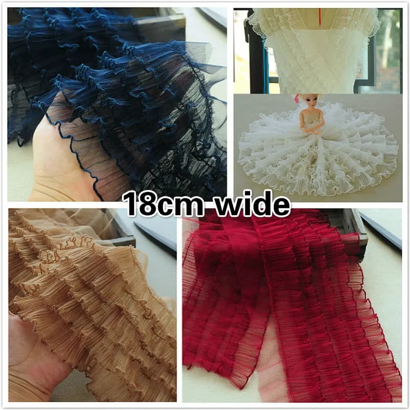 Simpatici volant pieghettati multistrato in pizzo allargato per indumenti, tessuto da cucito, bambola fai da te, gonna soffice, artigianato, accessori decorativi