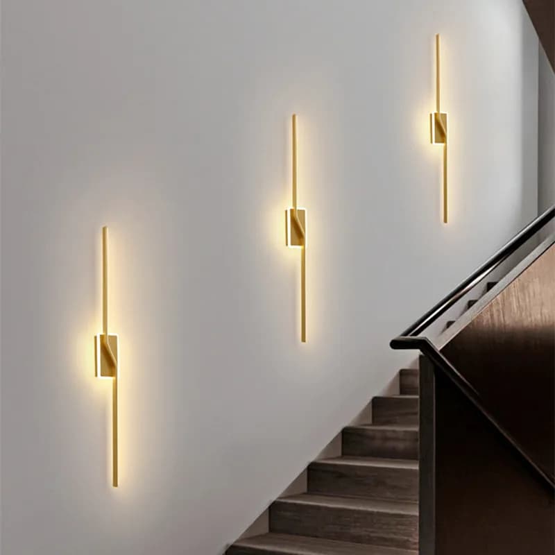 Lampada da parete nordica in alluminio Oro Nero Applique 40/60/80/100 cm applique da parete design per sfondo specchio scale luce specchio bagno