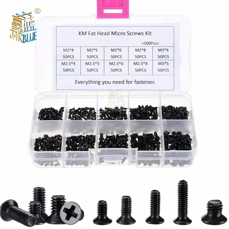 250 Pz/500 Pz M2 M2.5 M3 KM Vite Viti Phillips a Testa Piatta Viti per Notebook Laptop Set Kit per computer piccola vite