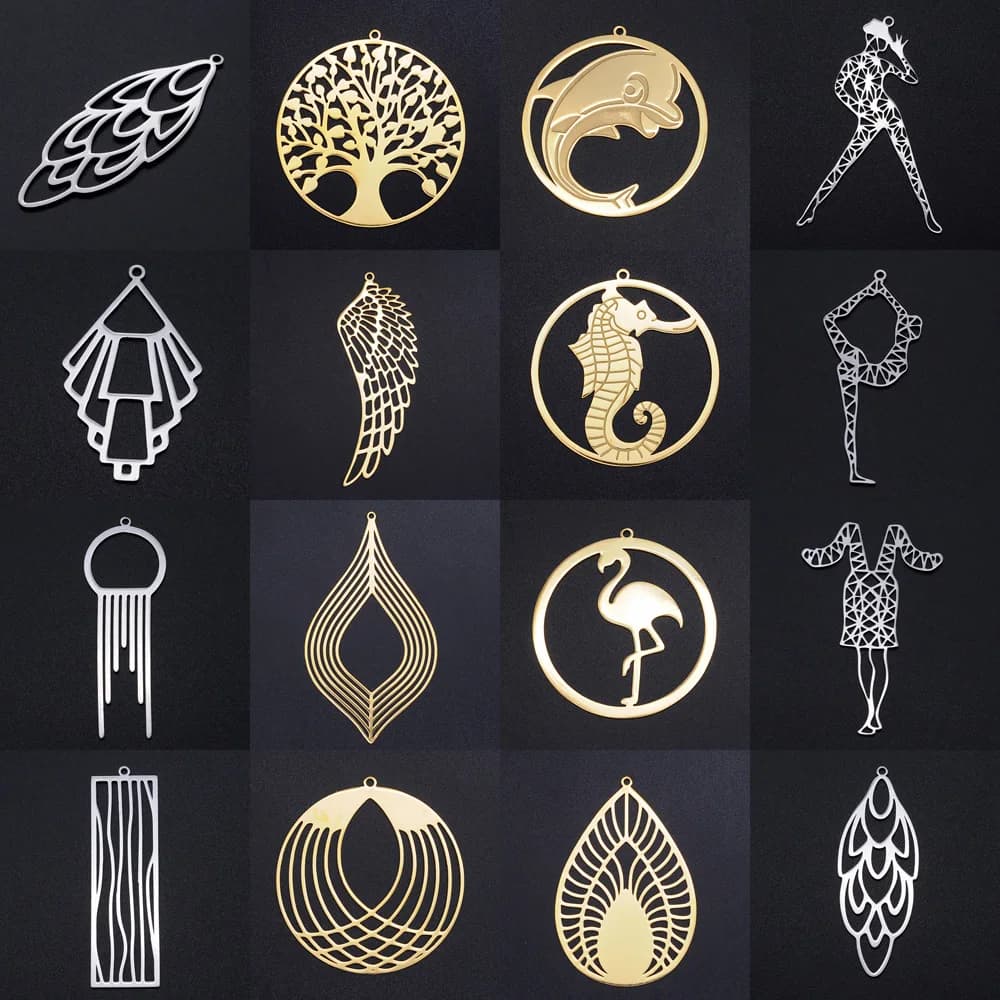 10pcs/lot Unique Dream Catcher Yoga Fashion Earring Pendant Wholesale 316 Stainless Steel Tree of Life Angel Wing Charm Pendants