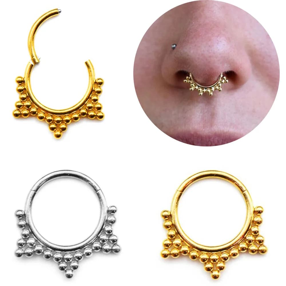 1 pz 316L acciaio chirurgico setto Clicker segmento naso cerchio anelli incernierato setto tragus helix naso Piercing gioielli per il corpo Ombligo