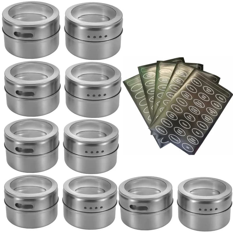 Barattoli magnetici multiuso per la conservazione delle spezie Set di barattoli per spezie in acciaio inossidabile con spray per condimenti magnetici su frigorifero 1 pz
