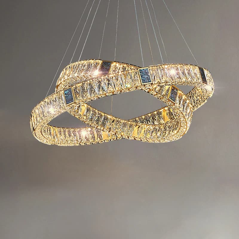 Art Deco Golden Silver Crystal Designer LED Hanging Lamps Chandelier Lighting Suspension Luminaire Lampen For Dinning Room