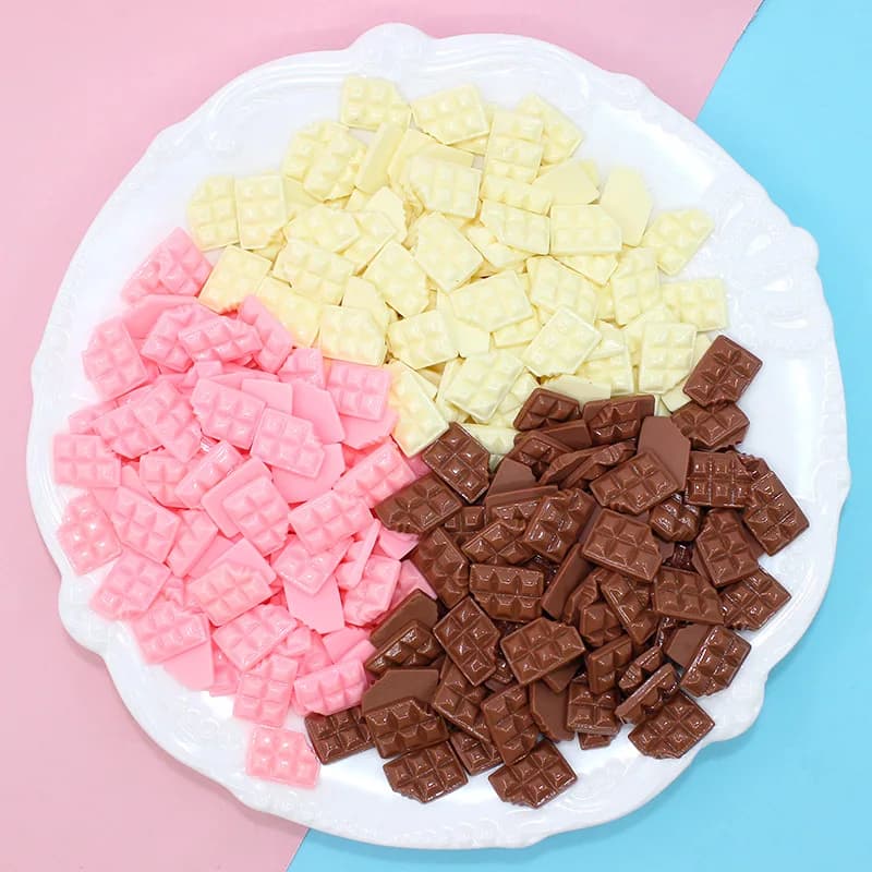20 pezzi di ciondoli carini per unghie in resina a forma di cioccolato grandi strass per acrilico 3D serie alimentare manicure designer charms gemme