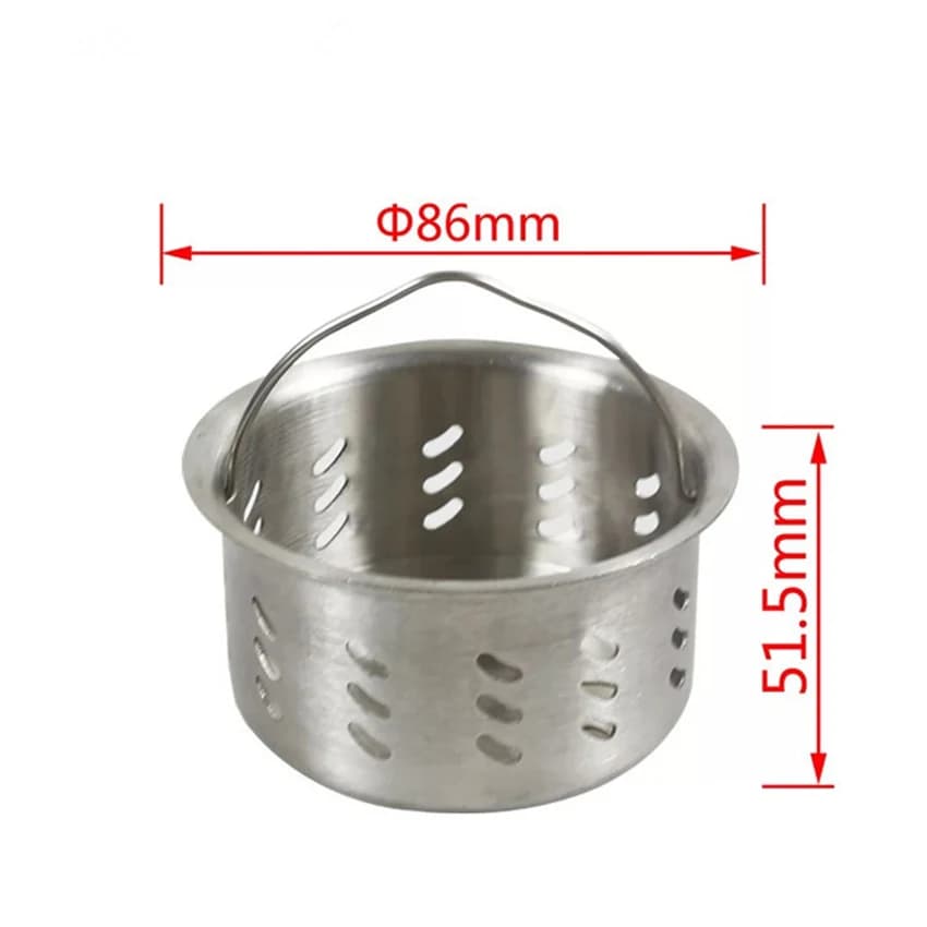 Cestello per lavello in acciaio inossidabile filtro per lavello per fognatura rete filtrante per rifiuti, diametro 86mm tappo di scarico cestello filtro accessori per lavello