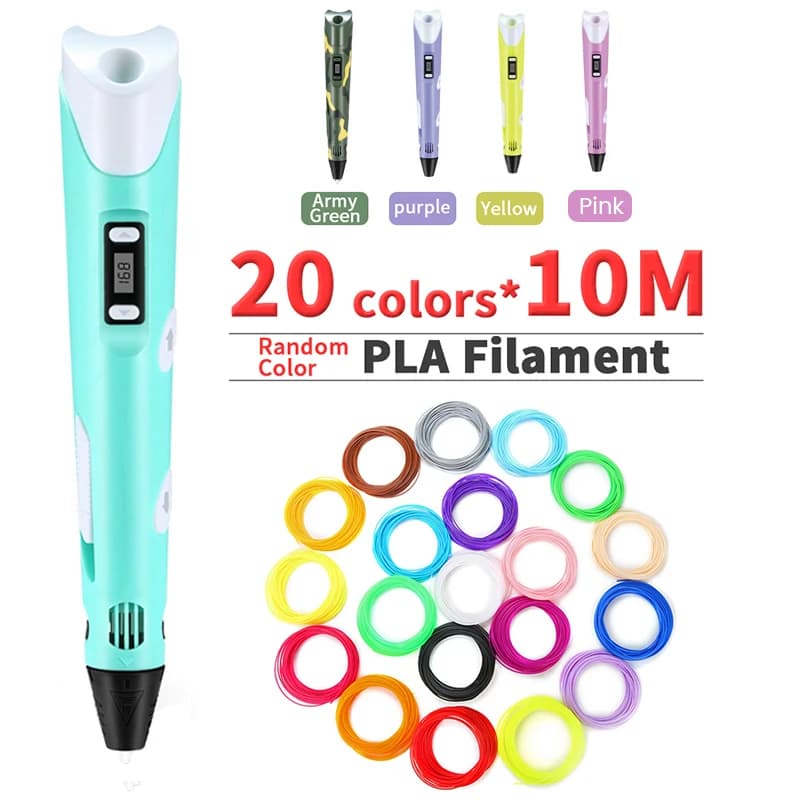 3D Pen DIY Pen 3D Pencil 3D Pen Printing 3D 1.75mm PLA Filament 3D Pens with LED Screen 3D Drawing Pen for Kids Birthday Christmas Gift