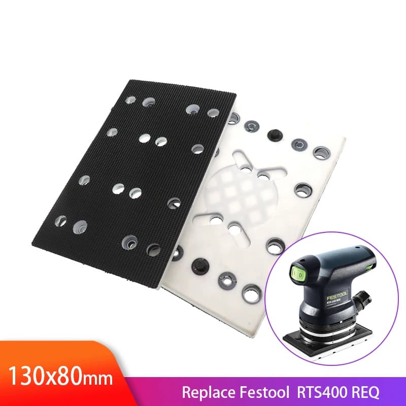 Tampone abrasivo con gancio e anello 130X80mm Piastra di ricambio a 12 fori per Festool RTS 400 REQ Tampone abrasivo per disco lucidante quadrato di ricambio