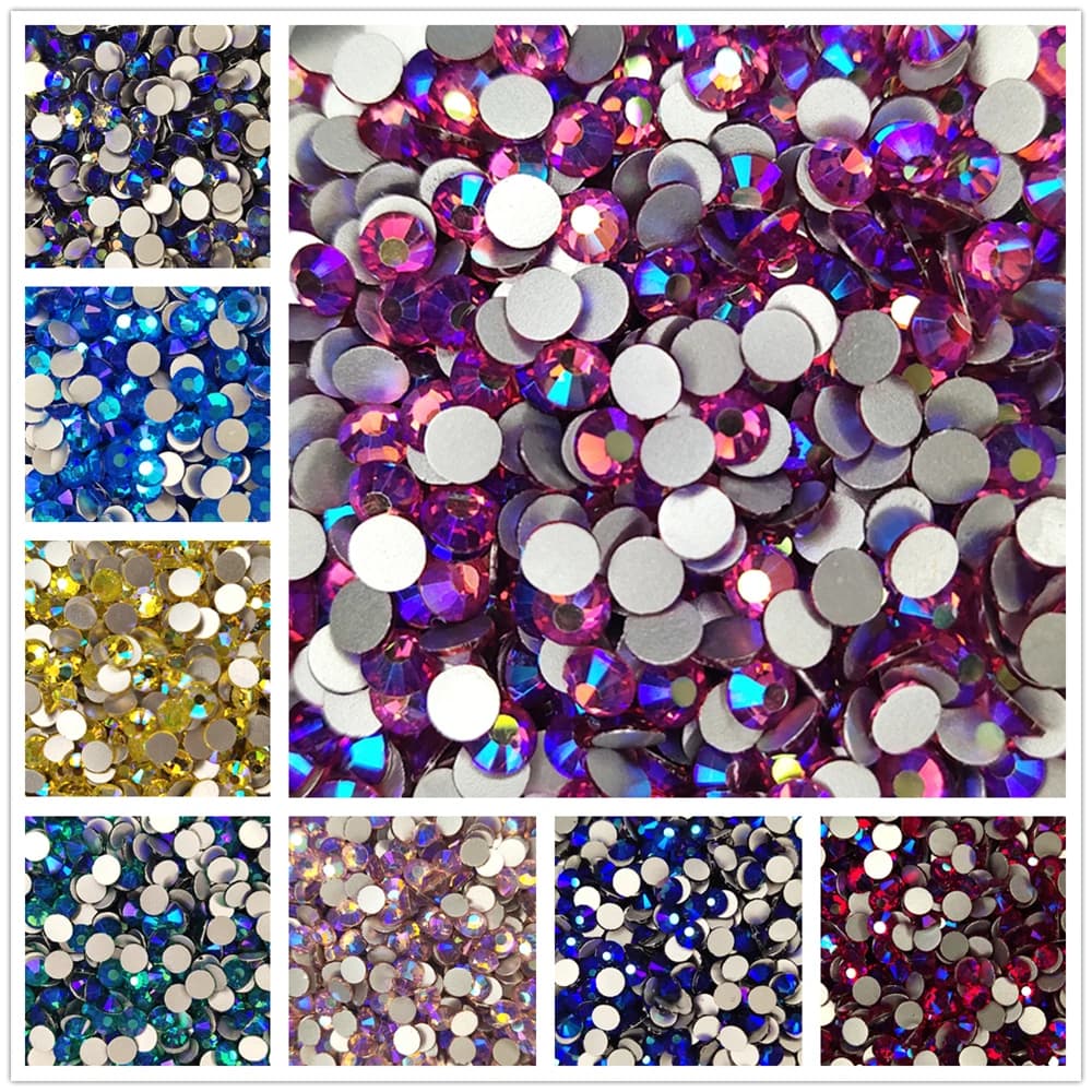 Tutte le dimensioni AB Colori ss3-ss30 Nail art con retro piatto Non hotfix Strass 3D Flatbacks Decorazione nail art Cristalli gioielli