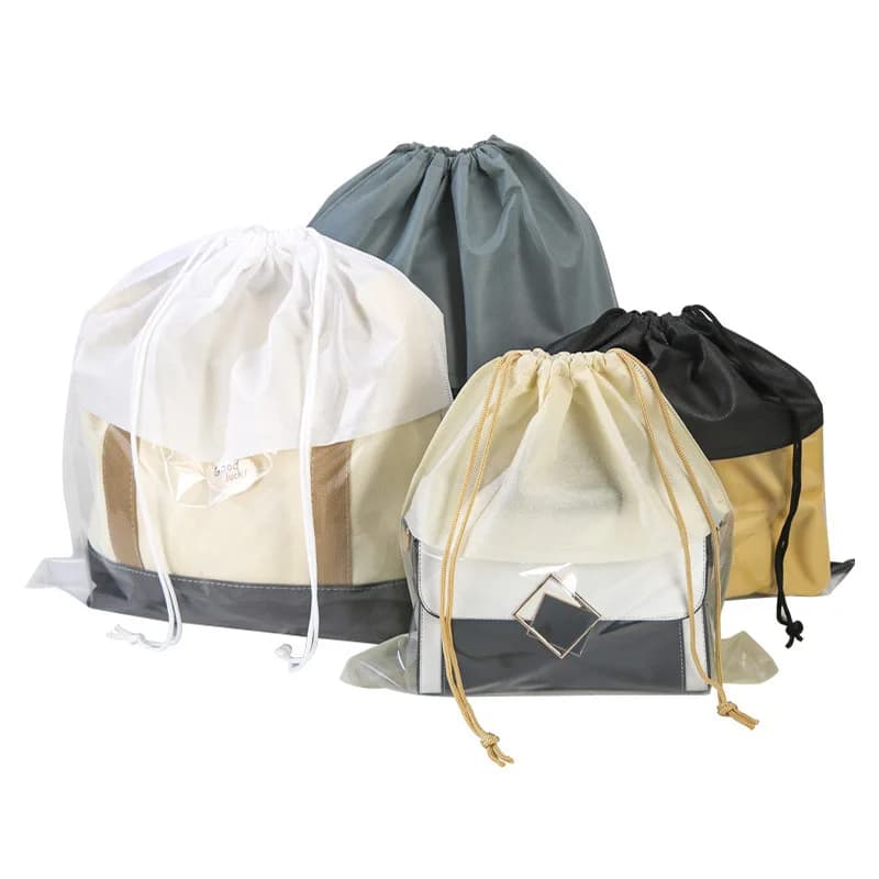 5pcs Non-woven Drawstring Storage Bags Pocket Drawstring Dust-proof Convenient Home Supplies Clothing Organizer