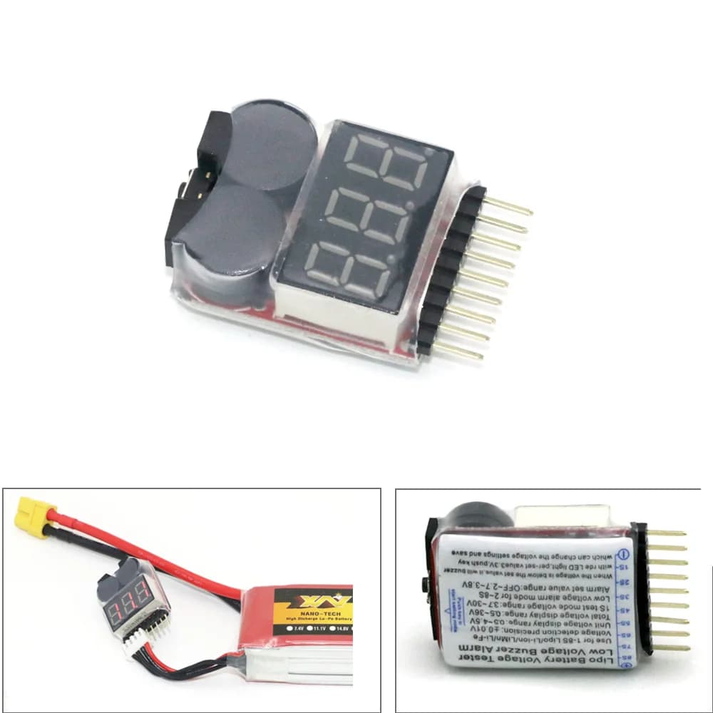 Tester di tensione della batteria Lipo voltmetro monitor cicalino allarme 1-8s 3.7V-22.2V per modelli di batterie Lipo Rc