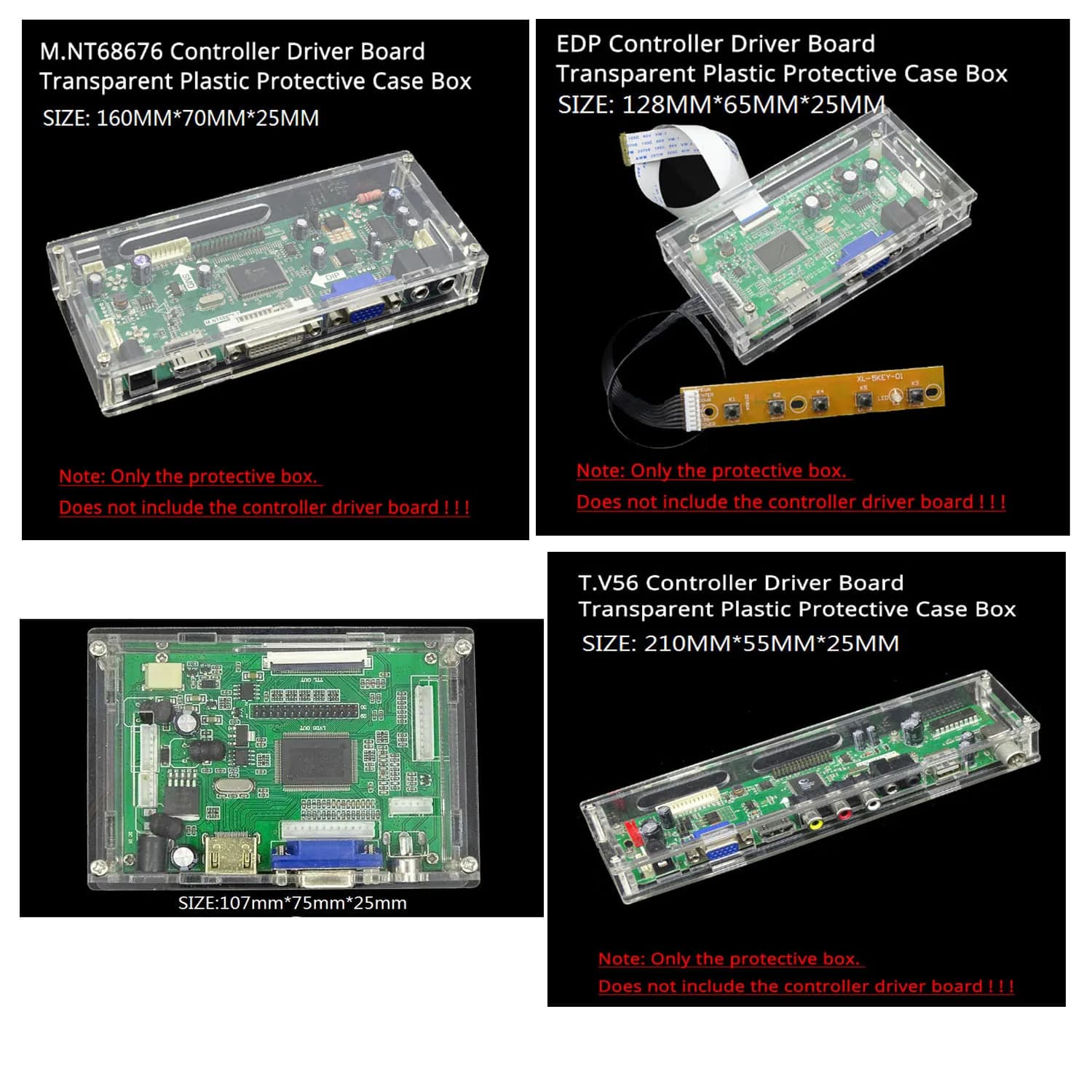 Acrilico trasparente di protezione scheda di controllo della cassa della scatola Per il nostro M.NT68676 TV 2AV EDP bordo di driver del controller kit