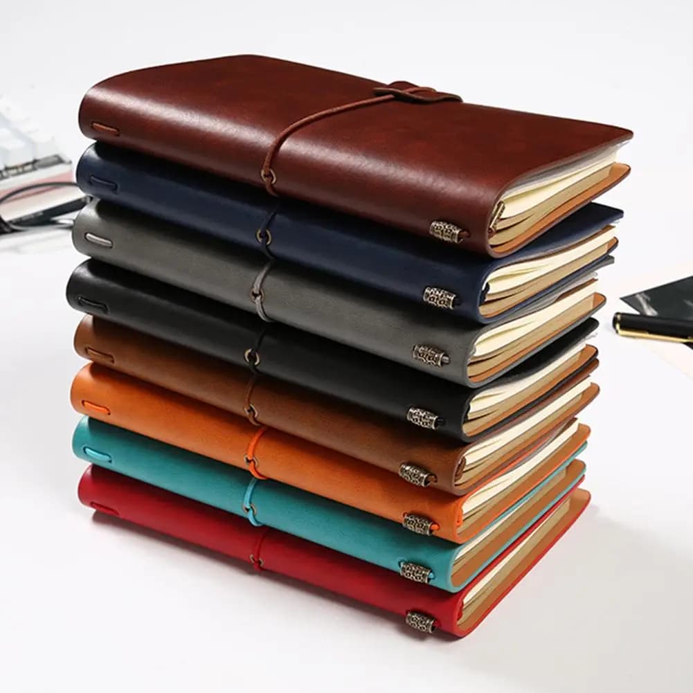 Faux Leather Cover Traveler Journal Diary Loose-leaf Notebook Pen Holder Record Book Stationery Students Notebooks Agenda