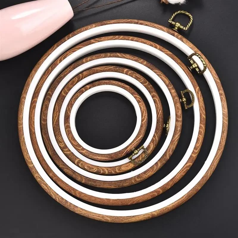 Sewing Tool Round Bamboo Embroidery Hoops Frame Set Plastic Embroidery Hoop Rings For DIY Cross Stitch Needle Craft Tool